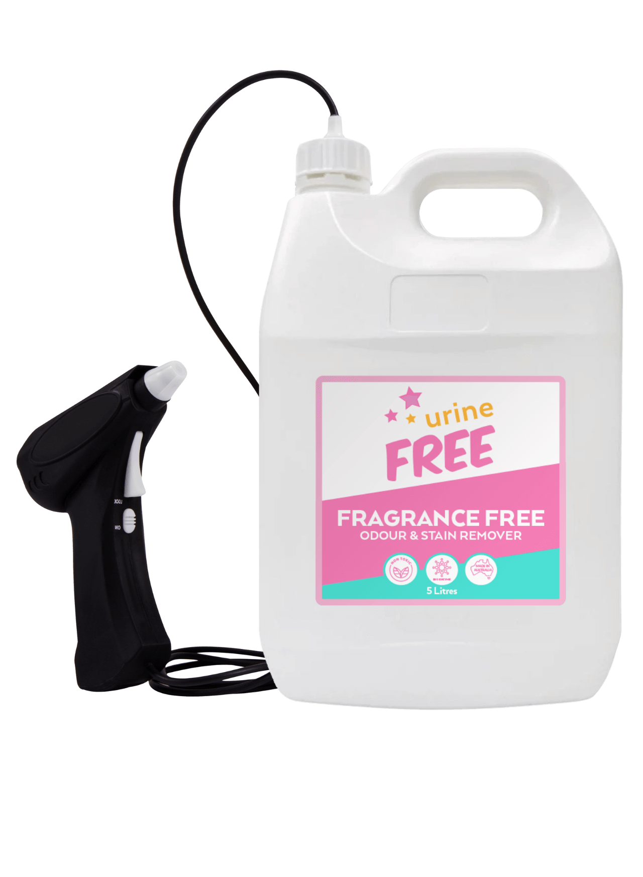 Fragrance Free Urine Stain & Odour Remover Large Bottle & Battery Sprayer