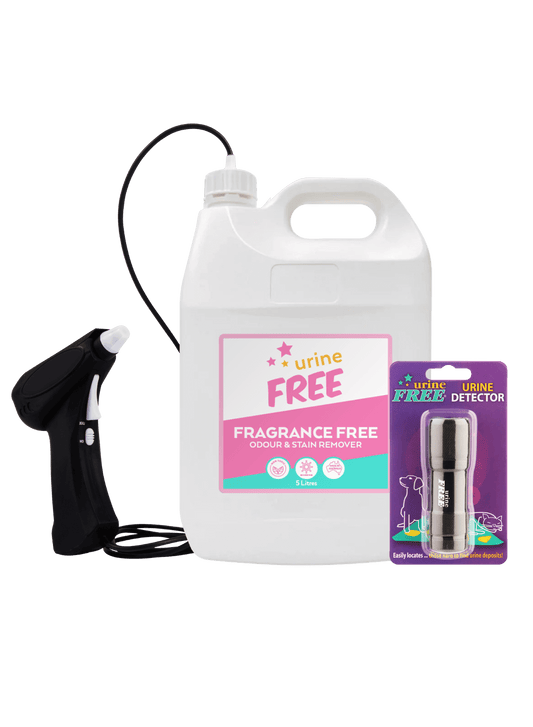 Fragrance Free Urine Stain & Odour Remover Large Refill, Urine Detector & Battery Sprayer