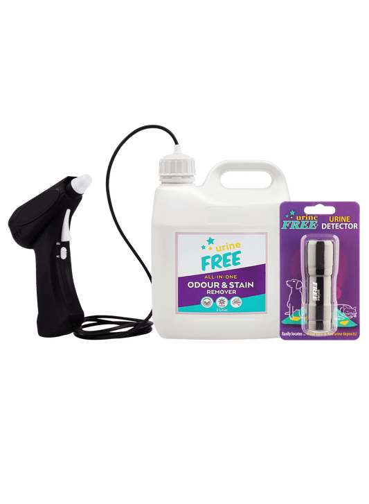 Urine Stain & Odour Remover Medium Bottle, Urine Detector & Battery Sprayer