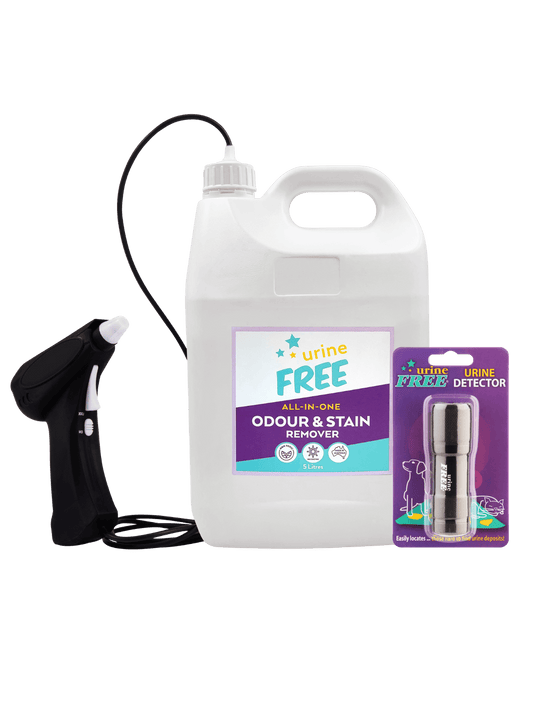 Urine Stain & Odour Remover Large Bottle, Urine Detector & Battery Sprayer