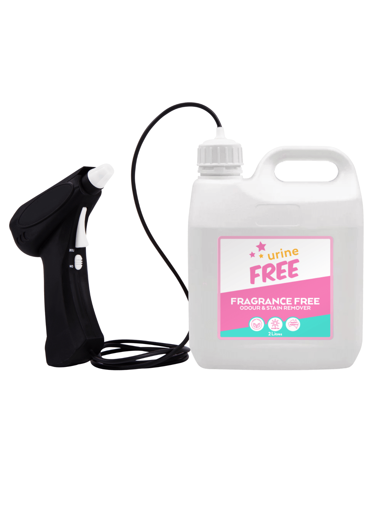 Fragrance Free Urine Stain & Odour Remover Medium Bottle & Battery Sprayer