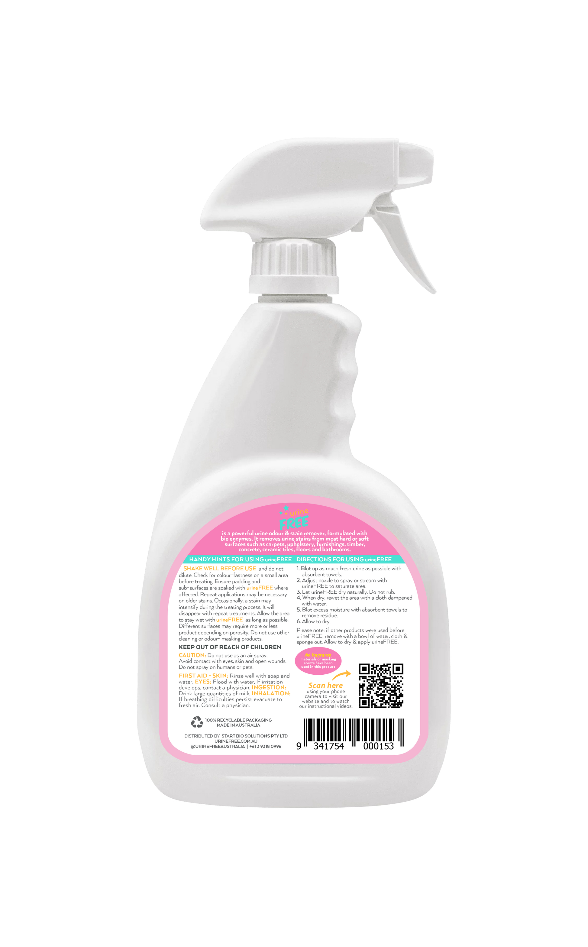 Fragrance Free Urine Stain Odour Remover urineFREE