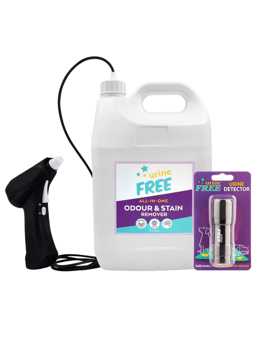 Urine Stain & Odour Remover Large Bottle, Urine Detector & Battery Sprayer